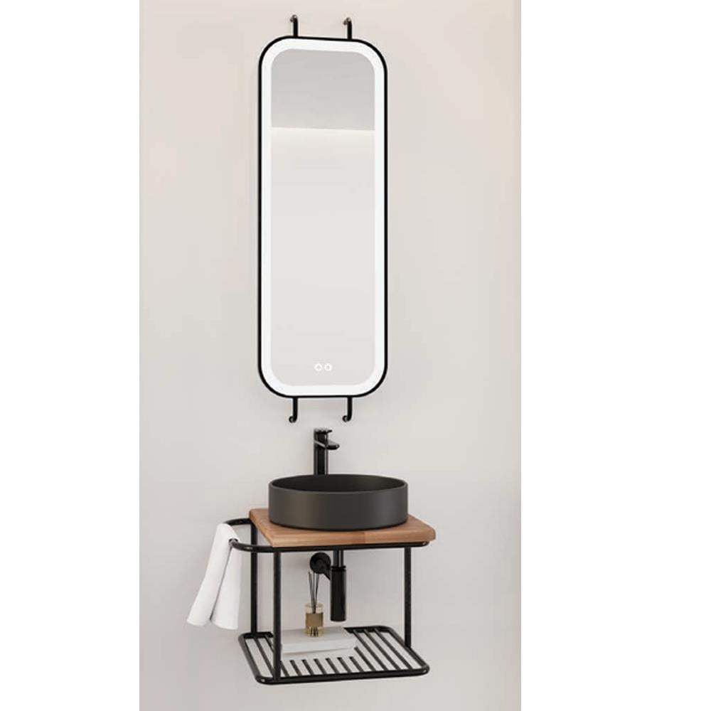 Aquanil Onika 55 Cm Grt Siyah Lavabolu Banyo Dolabı resmi