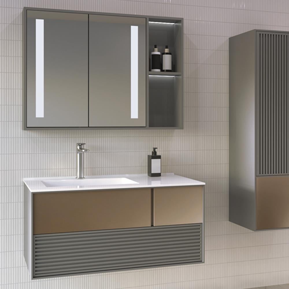 Aquanil Boneta 100 Cm Banyo Dolabı - Antrasit resmi