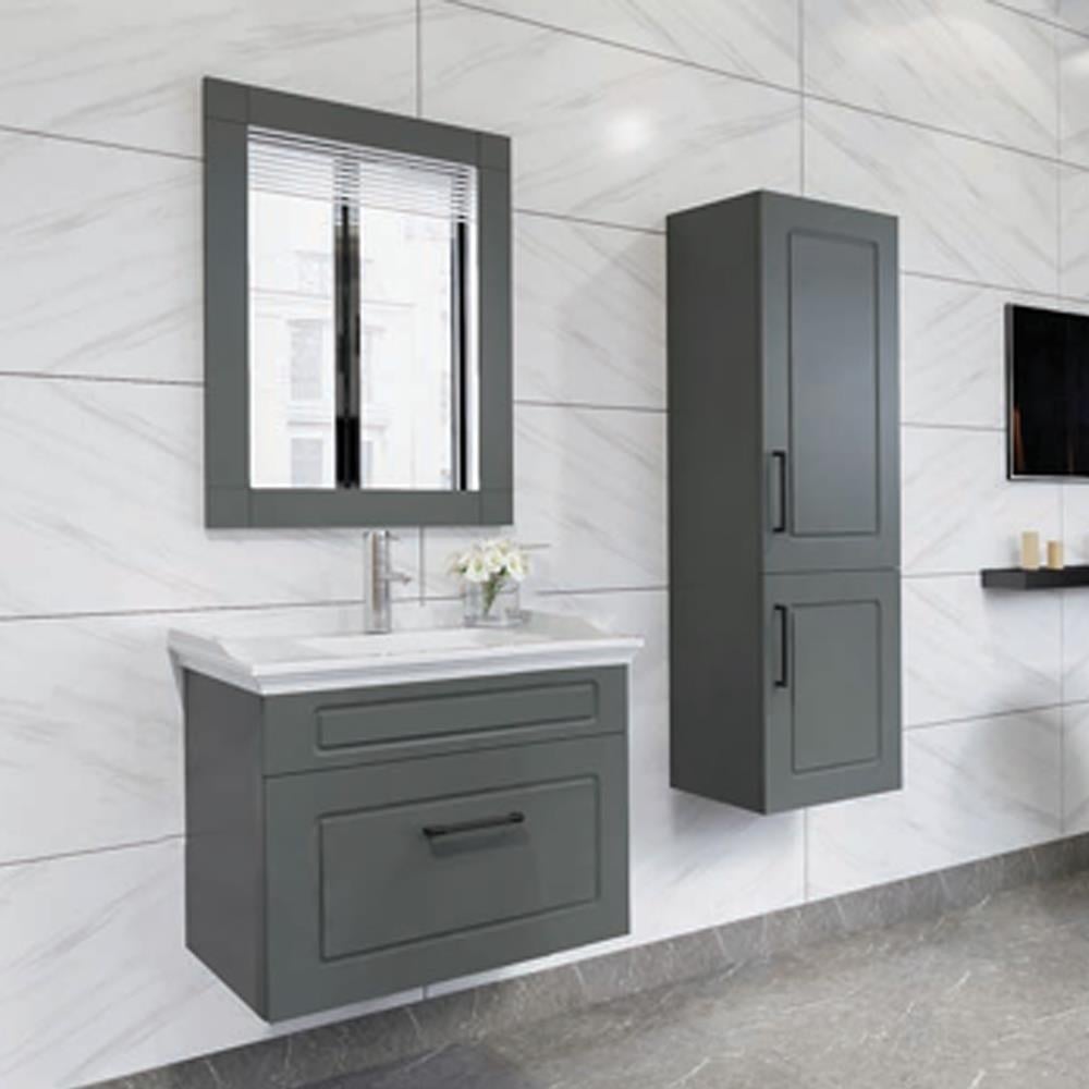 Aquanil Monaco 65 Cm Banyo Dolabı - Antrasit resmi