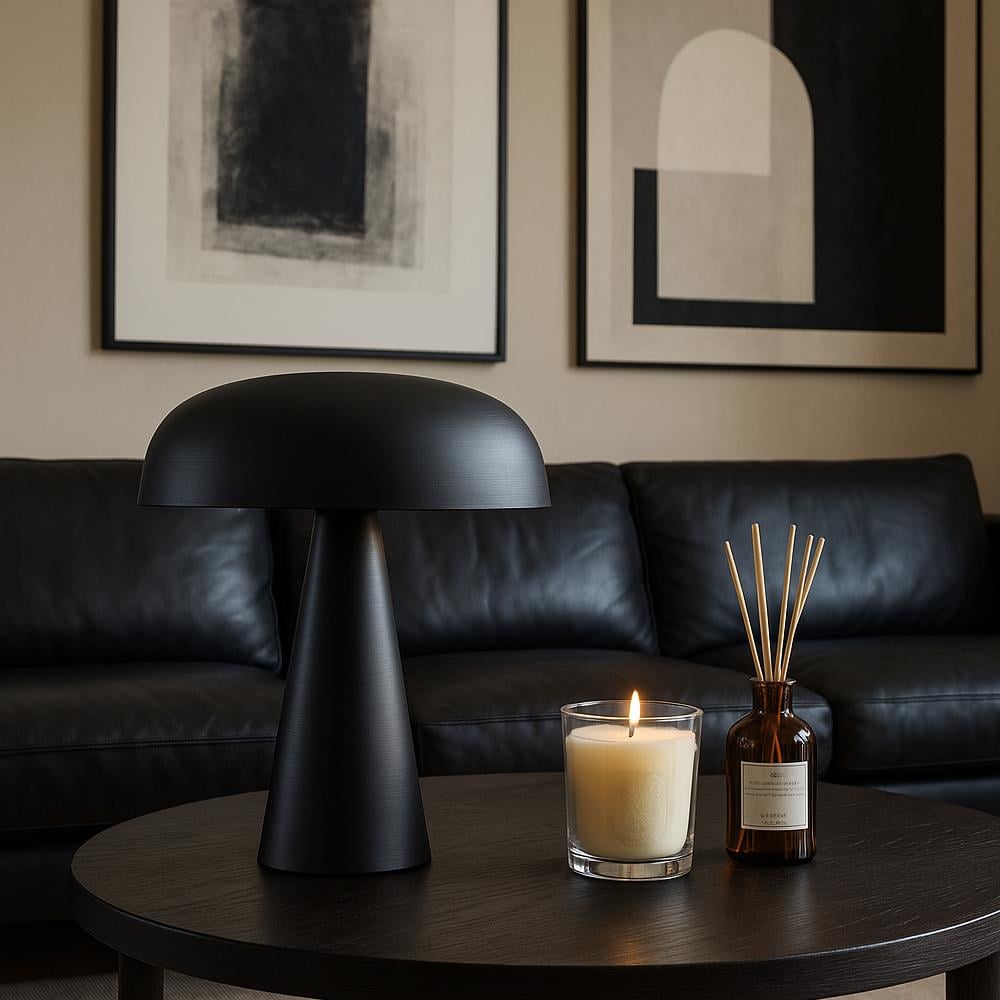 Forlife Porcini Dekoratif Şarjlı Masa Lambası Siyah Fl-8086 resmi