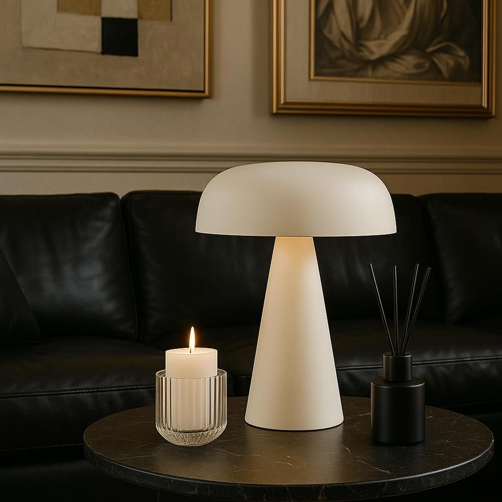 Forlife Porcini Dekoratif Şarjlı Masa Lambası Krem Fl-8086 resmi