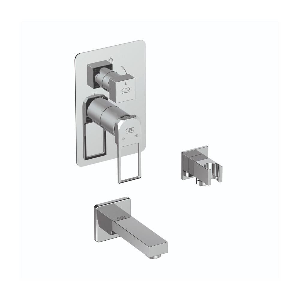 Gpd Quadro Ankastre Banyo Bataryası (3 Yollu Yönlendirici Ve Duş Çıkışı İle) Krom Mca191 resmi