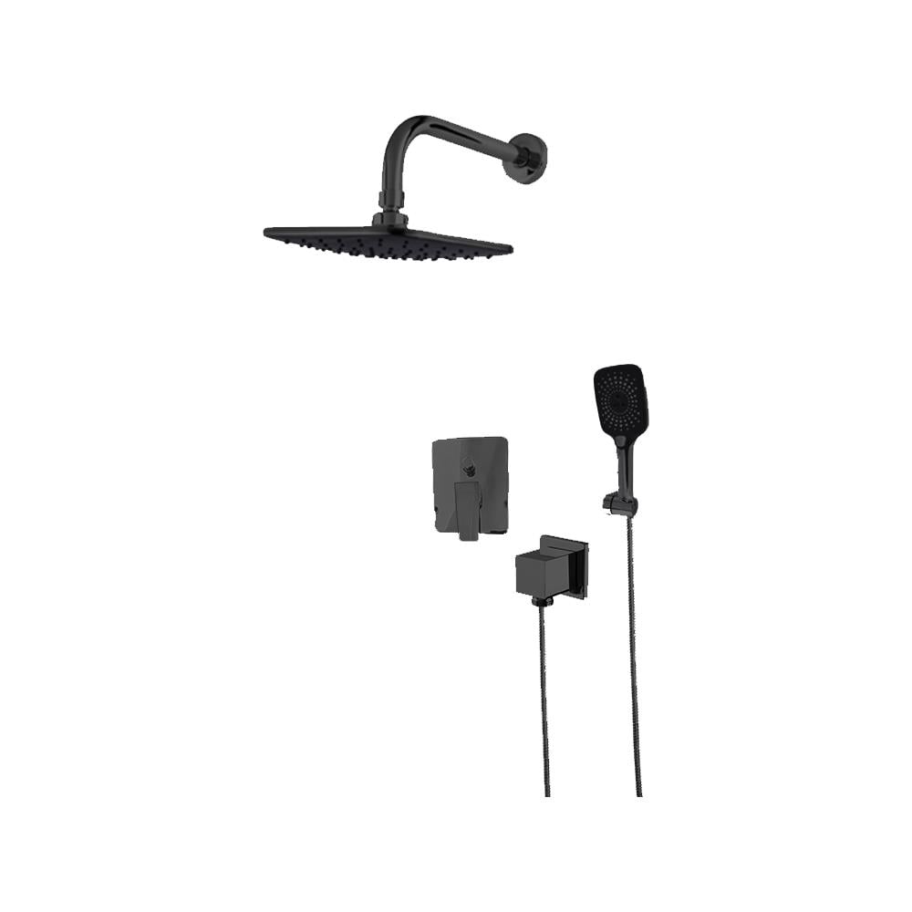 Newarc Drop Ankastre Banyo Bataryası Tepe El Duşu Çıkışlı Siyah 241141B resmi