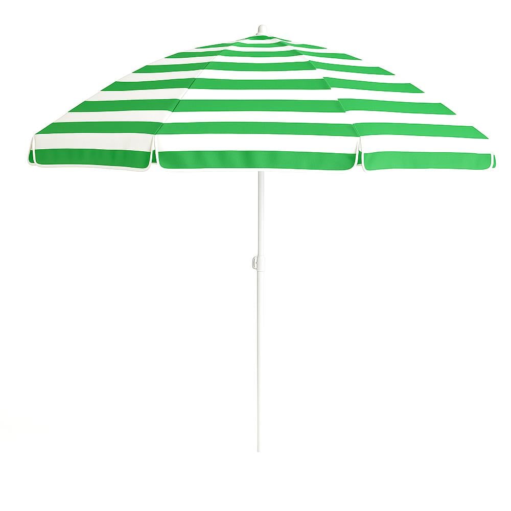 Plaj Şemsiyesi 200 Cm Eğilebilir Yeşil-Beyaz Çizgili resmi