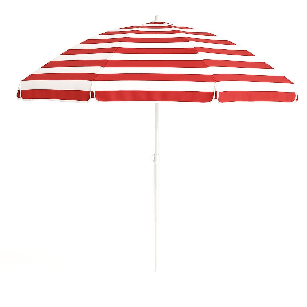 Plaj Şemsiyesi 200 Cm Eğilebilir Kırmızı-Beyaz Çizgili resmi