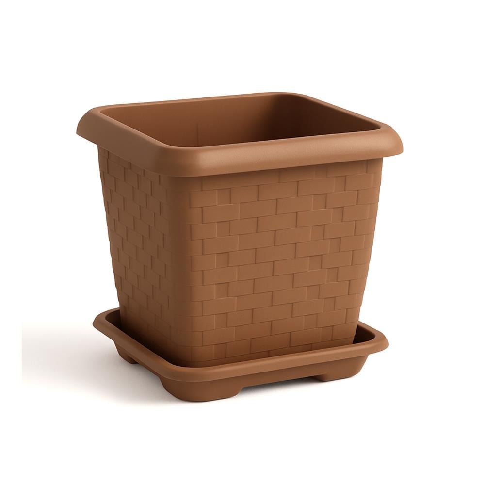 Serinova Hisar Kare Tabaklı Saksı No:4 44 Lt Kiremit resmi