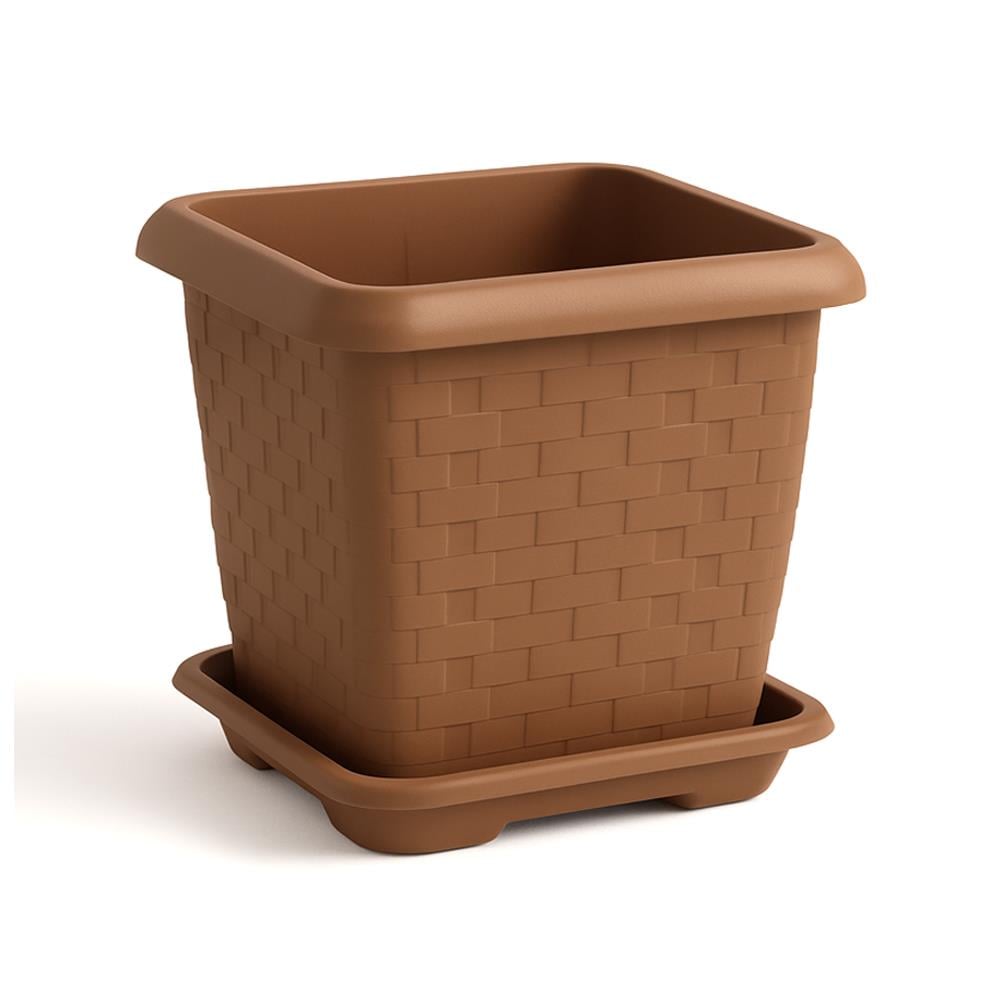 Serinova Hisar Kare Tabaklı Saksı No:5 74.3 Lt Kiremit resmi