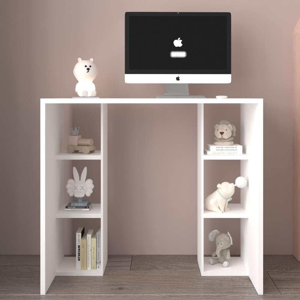 Bgr Çift Raflı Çalışma Masası Beyaz resmi