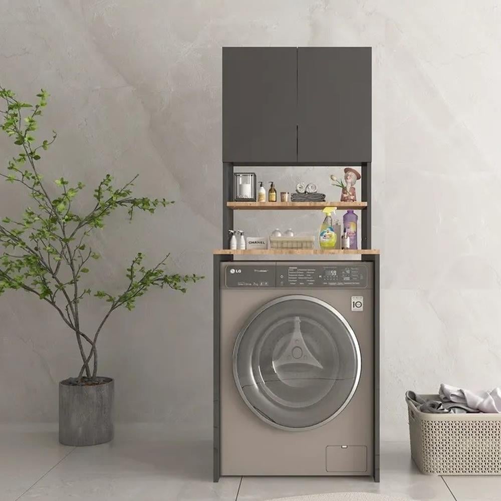 Bgr Üst Dolaplı Çamaşır Makinesi Dolabı Antrasit resmi