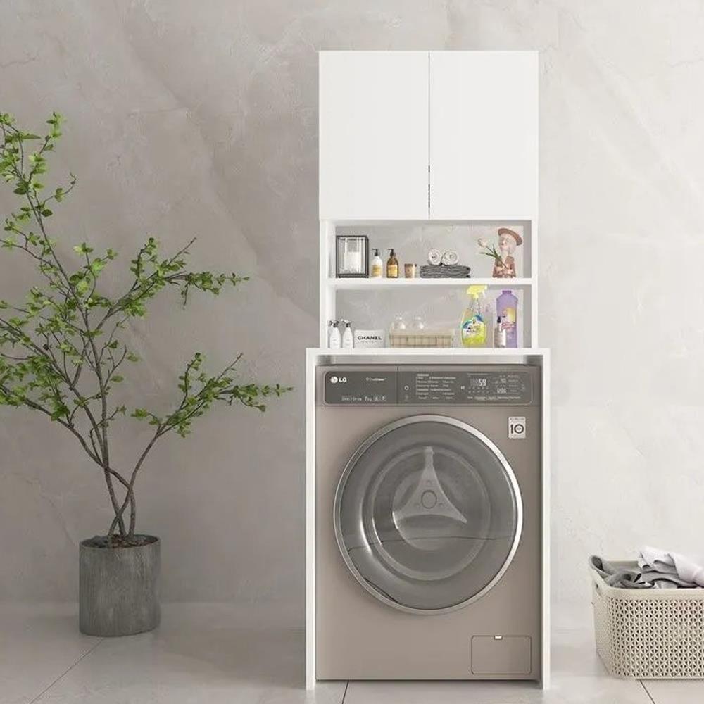 Bgr Üst Dolaplı Çamaşır Makinesi Dolabı Beyaz resmi