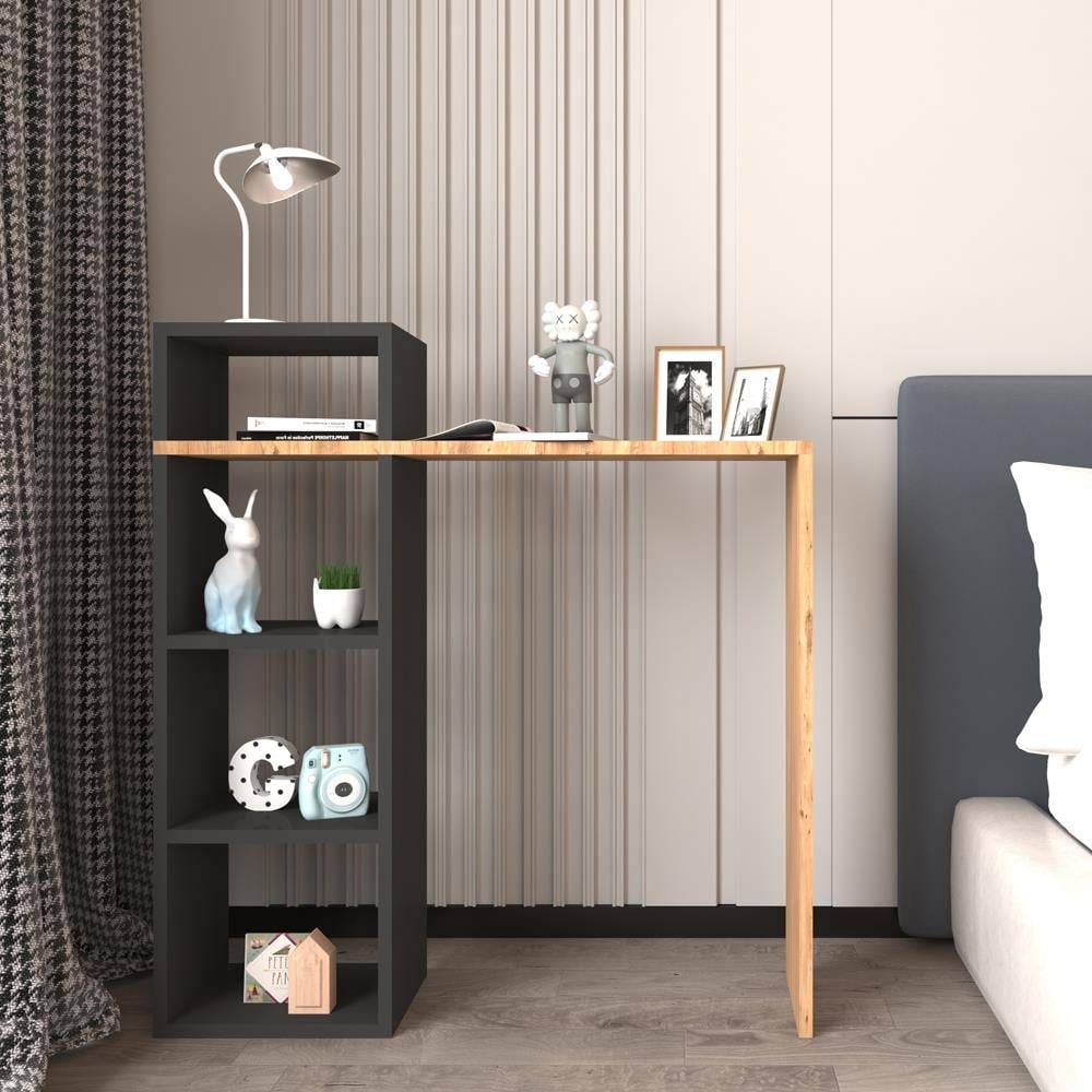 Bgr Çalışma Masası Raflı Kitaplık Çam-Antrasit resmi