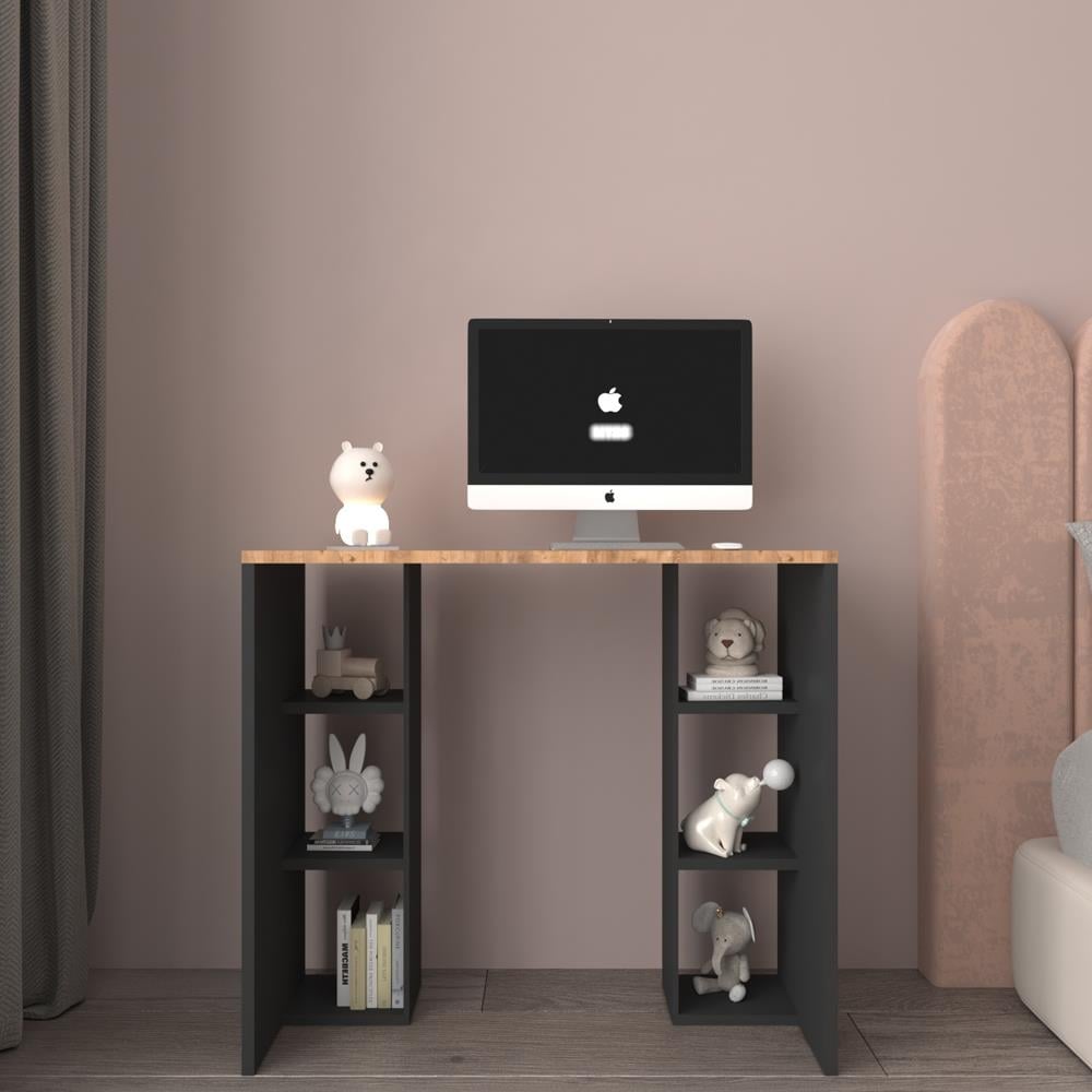 Bgr Çift Raflı  Çalışma Masası Antrasit-Çam resmi