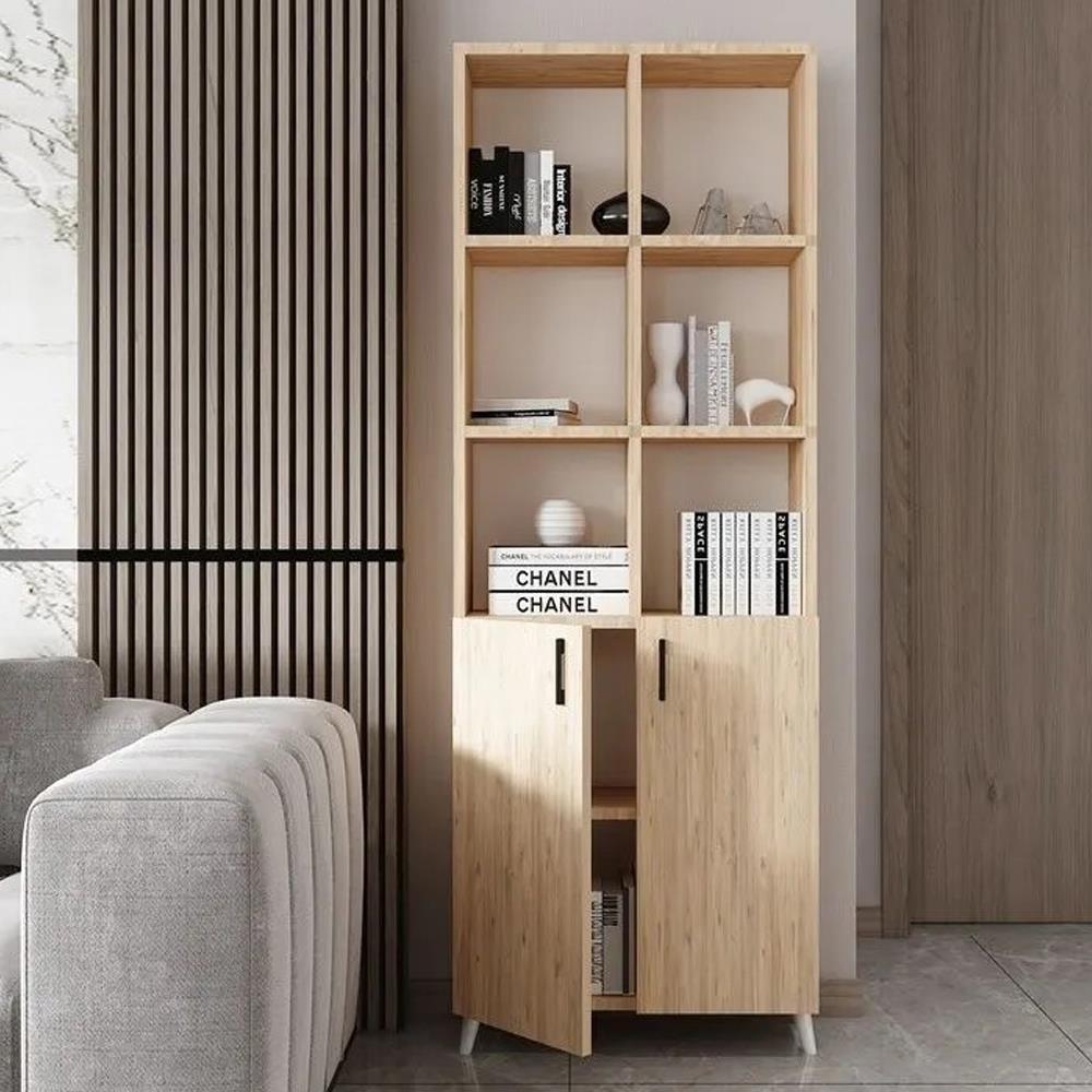 Bgr Kapaklı Raf Detaylı Kitaplık Çam resmi