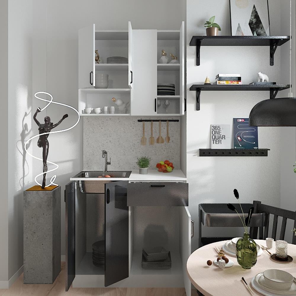 Bgr Mutfak Dolabı Alt-Üst Modül Beyaz-Antrasit  resmi