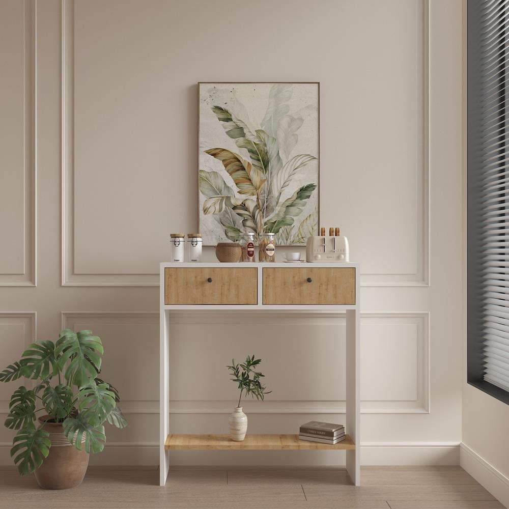 Bgr Petek Üstü Kahve Köşesi Dresuar Beyaz Meşe resmi