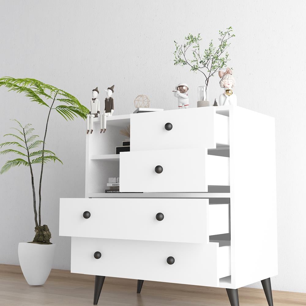 Bgr 323 4 Çekmeceli Raflı Şifonyer Beyaz resmi