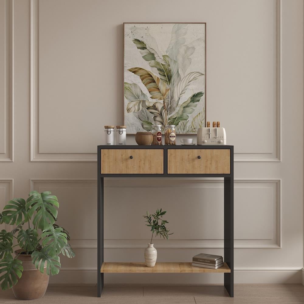 Bgr Petek Üstü Kahve Köşesi Dresuar Meşe-Antrasit resmi