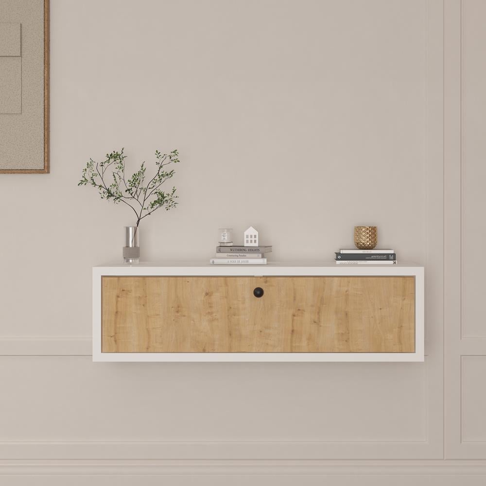 Bgr Duvar Montajlı Dresuar Meşe-Beyaz resmi