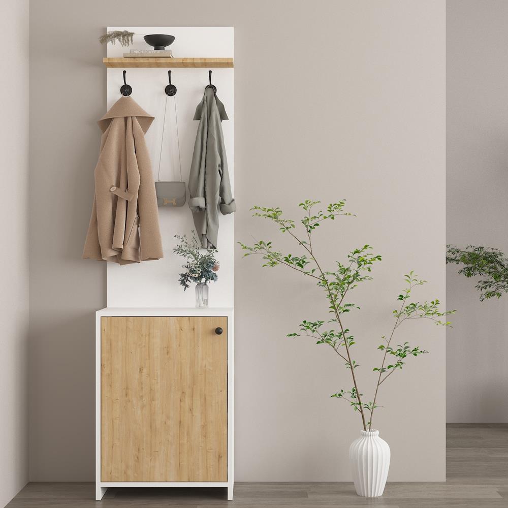 Bgr 0015 Portmanto Beyaz-Safir Meşe resmi