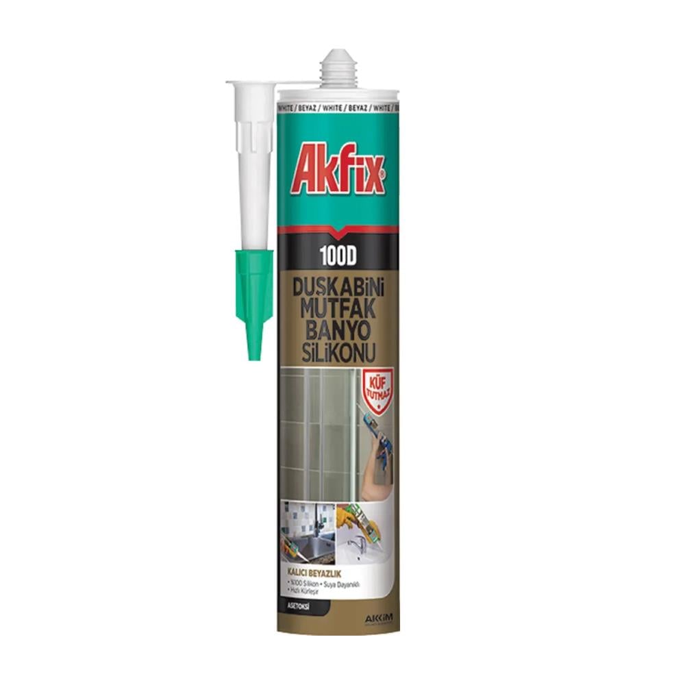 Akfix 100D Duşakabin Silikonu Beyaz 280 Ml Sa062 resmi