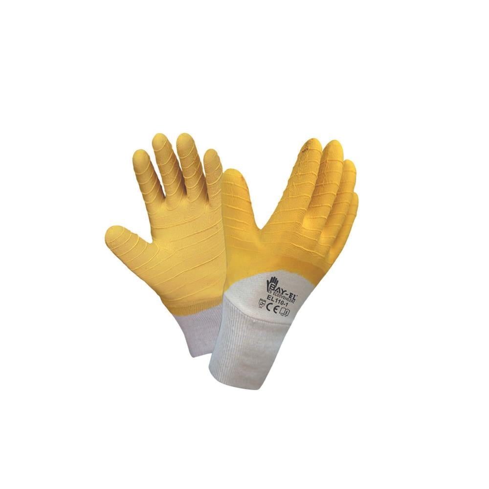Bay-Tec Sarı Dalgalı Nitril İş Eldiveni 10'' El260 resmi