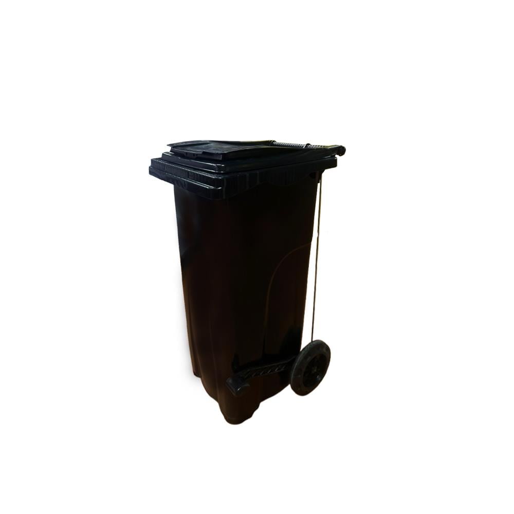 120 Lt Tekerlekli Konteyner Pedallı Siyah Ctk-3006 resmi