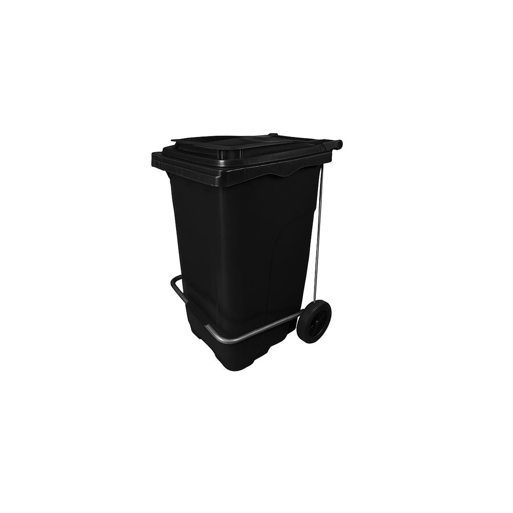 240 Lt Tekerlekli Konteyner Pedallı Siyah Ctk-3008 resmi