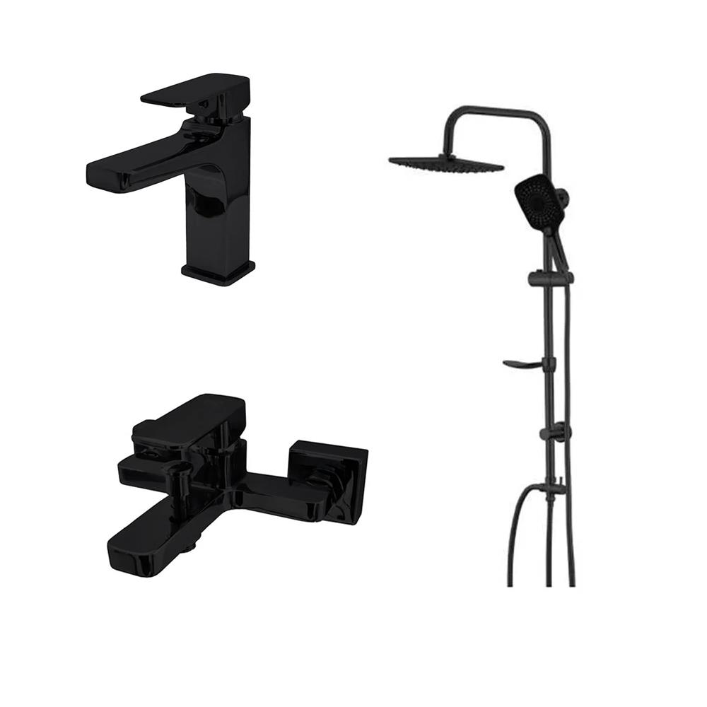 Newarc Drop 3'Lü Banyo Seti Siyah resmi