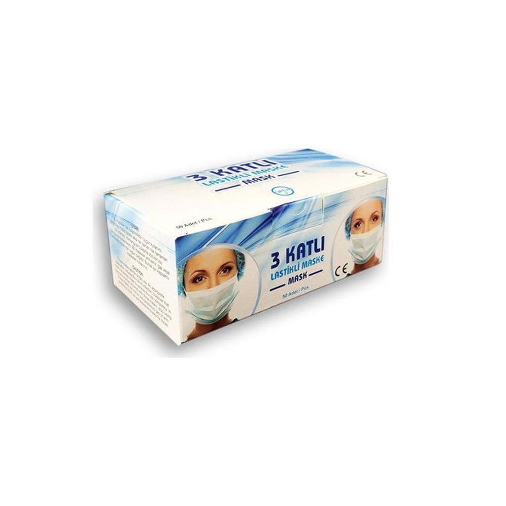 Mask 3 Katlı Lastikli Medikal Maske 50' Li Paket resmi