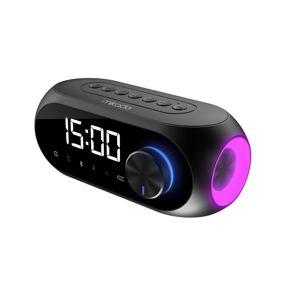 Mikado Md-W7 1200Mah 5W Siyah Bluetooth-Aux-Derece-Usb-Fm Double Alarmlı Saat Speaker resmi