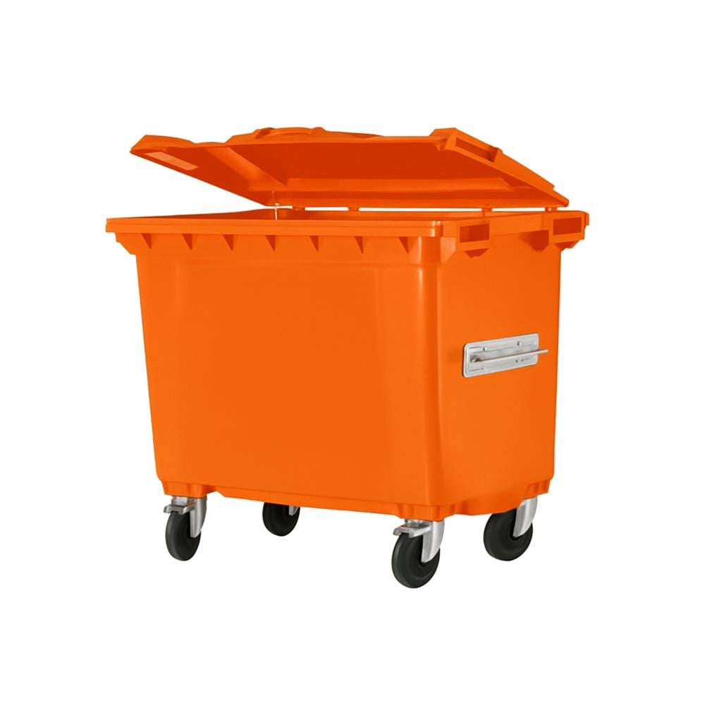 660 Lt Tekerlekli Çöp Konteyner Turuncu resmi