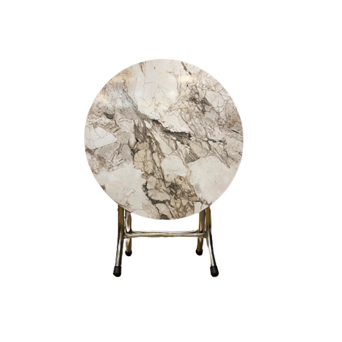 Lüks Mermer Desenli Yuvarlak Katlanır Masa 80 Cm Dly-120 resmi