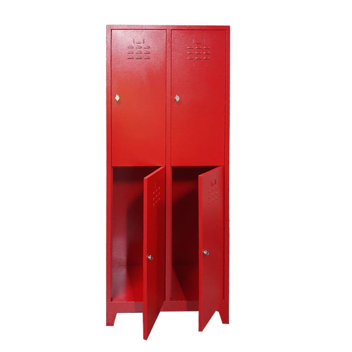 Usta Çelik Giyinme Dolabı Metal 4 Kapılı 66X37X198 U-E04 Kırmızı Gövde-Kırmızı Kapak resmi