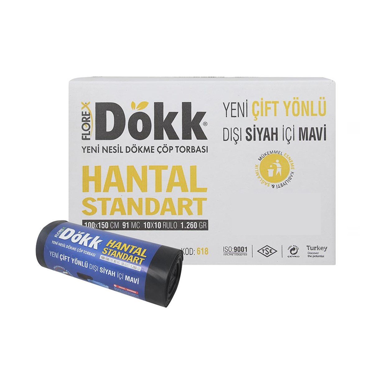 Florex 618 Dökk Hantal Standart Çöp Poşeti 100X150Cm 10 Rulo (1 Rulo 10 Adet) resmi