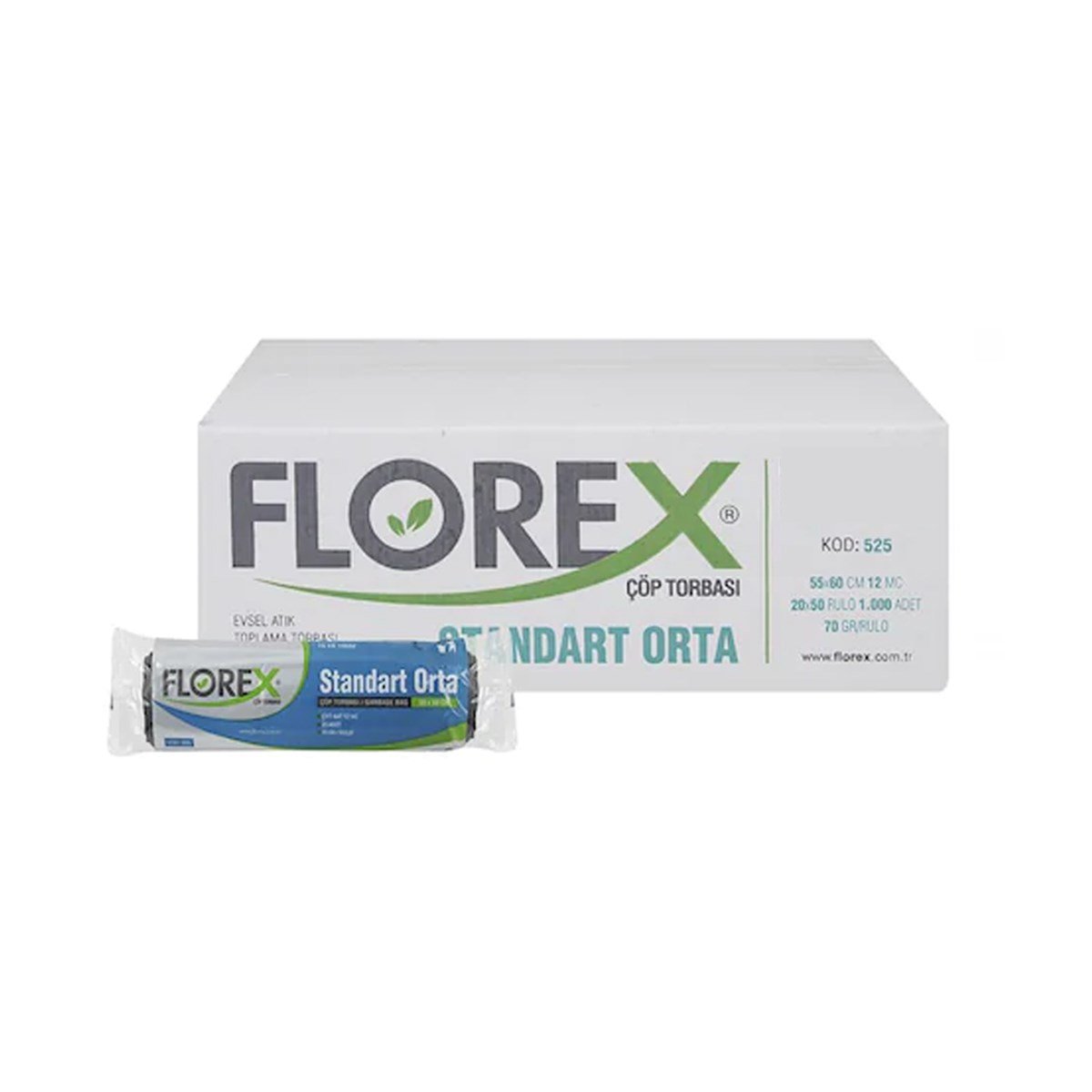Florex 525 Standart Orta Çöp Poşeti 55X60Cm 50 Rulo (1 Rulo 20 Adet) resmi