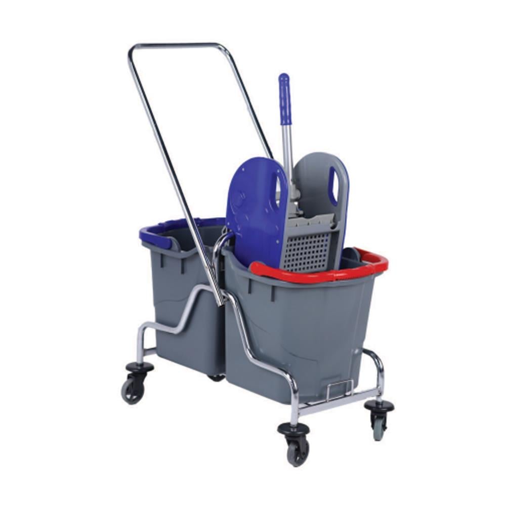 Nemkar Çift Kovalı Presli Temizlik Arabası Seti Metal Krom CKS-3226 resmi