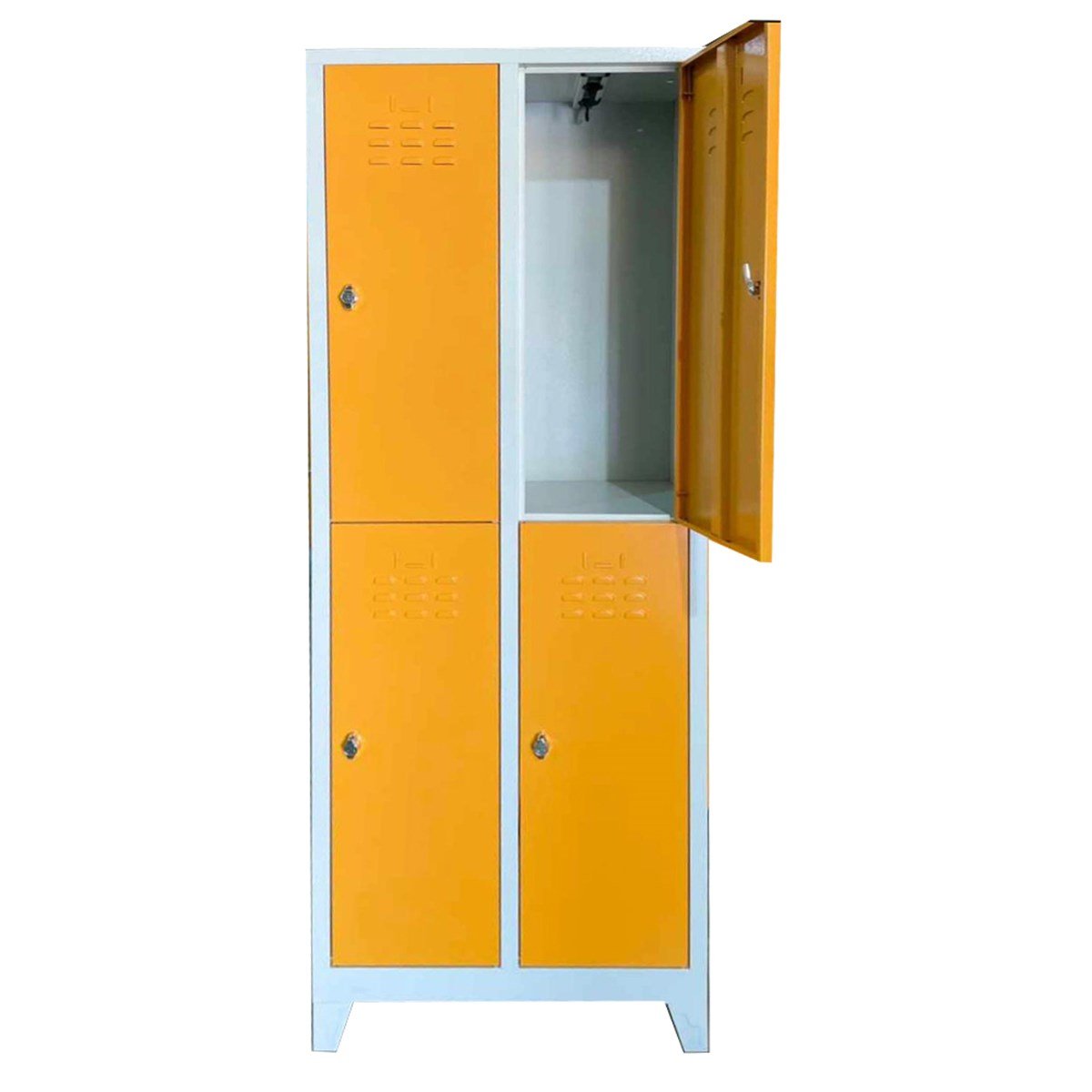 Usta Çelik Giyinme Dolabı Metal 4 Kapılı 66X37X198 U-E04  Gri Gövde-Sarı Kapak resmi