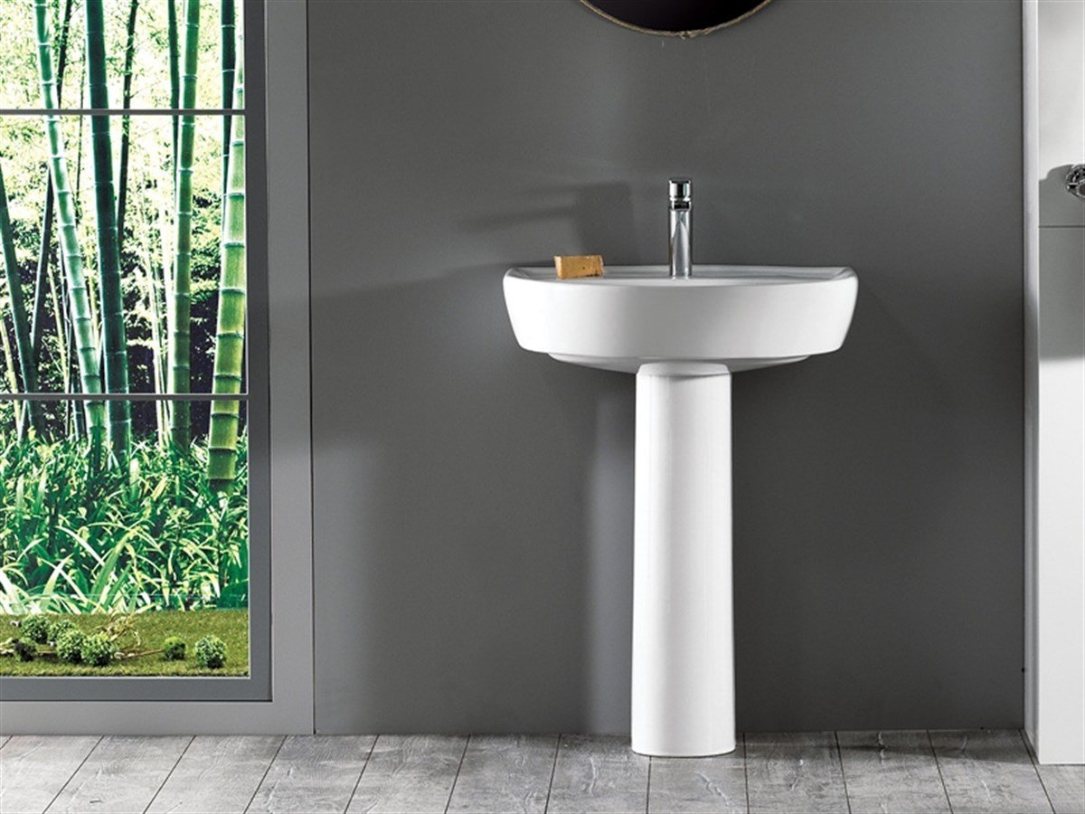 Turkuaz Bella 45X55 Lavabo 003300-U + Kolon Ayak 006800 resmi