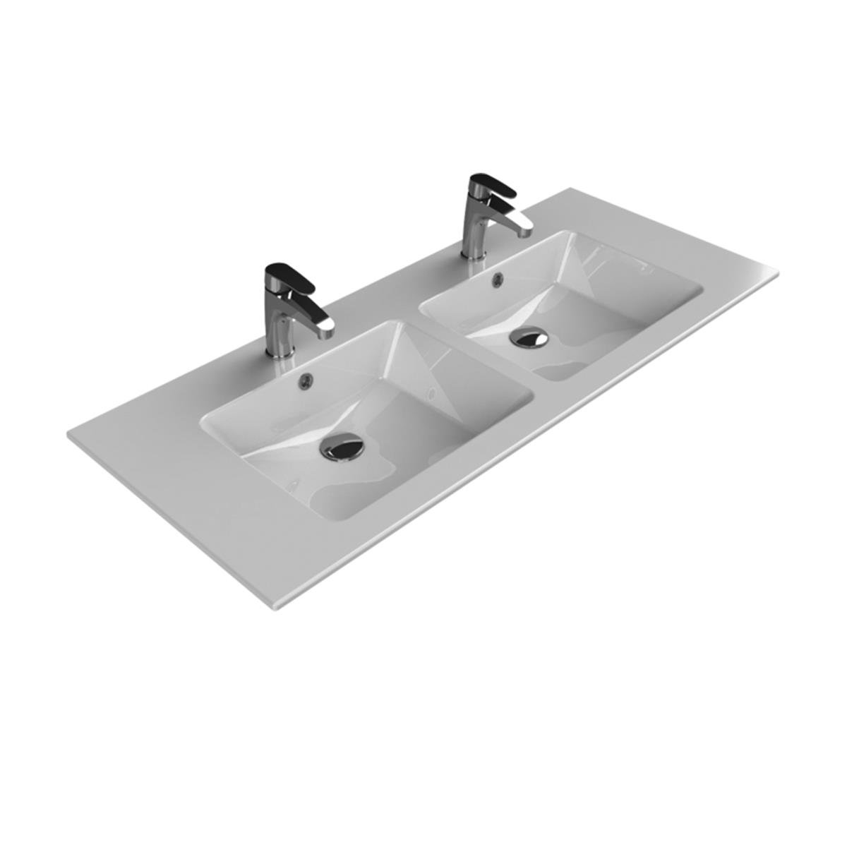 Turkuaz Cerastlye İbiza Etajerli Lavabo 121X51Cm (Çift Hazneli,Çift Batarya Delikli) 050700-U resmi