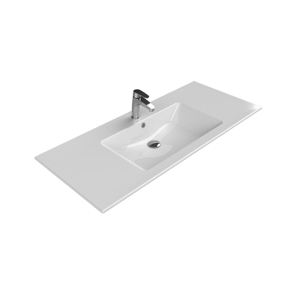Turkuaz Cerastlye İbiza Etajerli Lavabo 121X51Cm (Tek Hazneli) 050600-U resmi