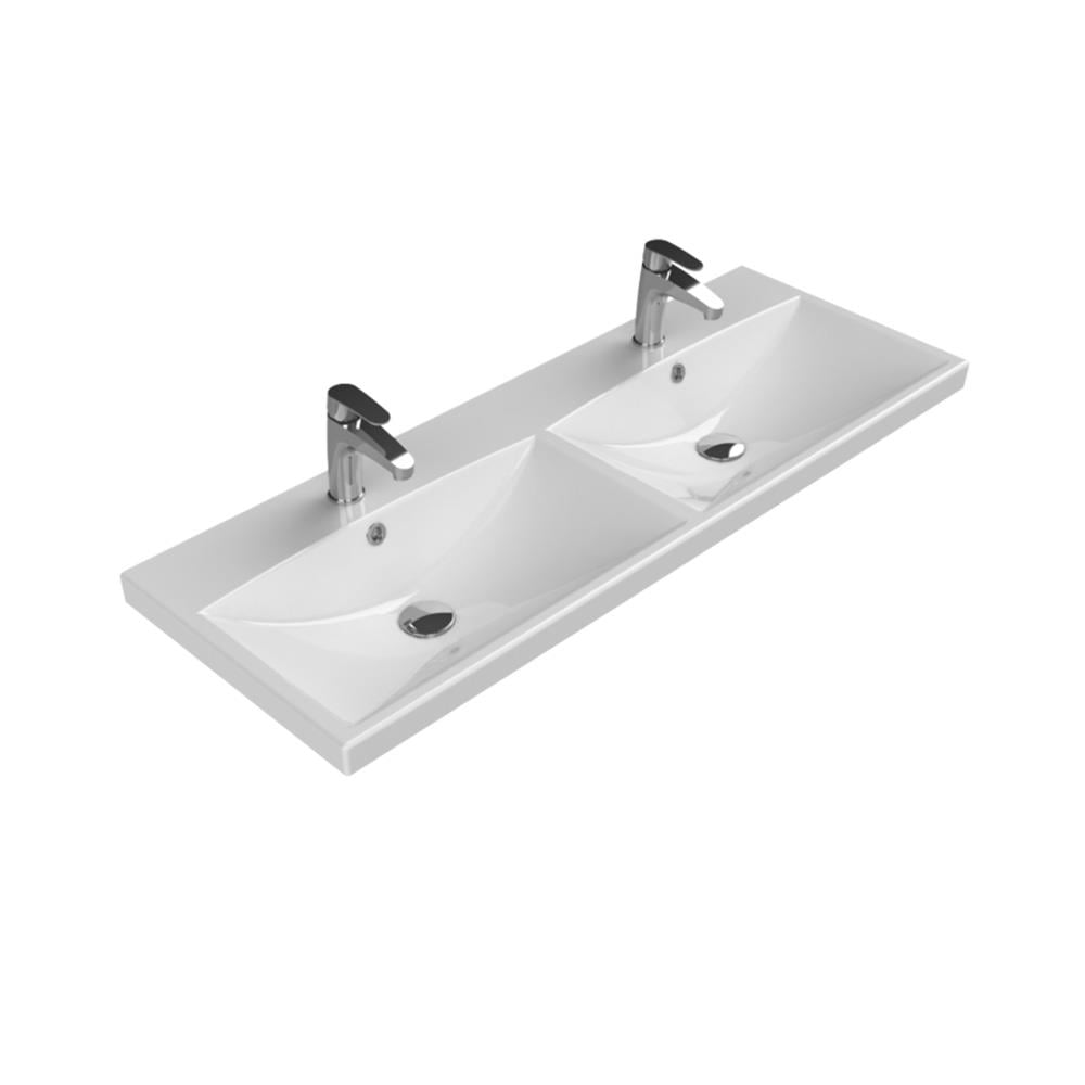 Turkuaz Cerastyle Elite Etajerli Lavabo 120X45 Cm 032500-U (Çift Hazneli,Çift Batarya Delikli) resmi