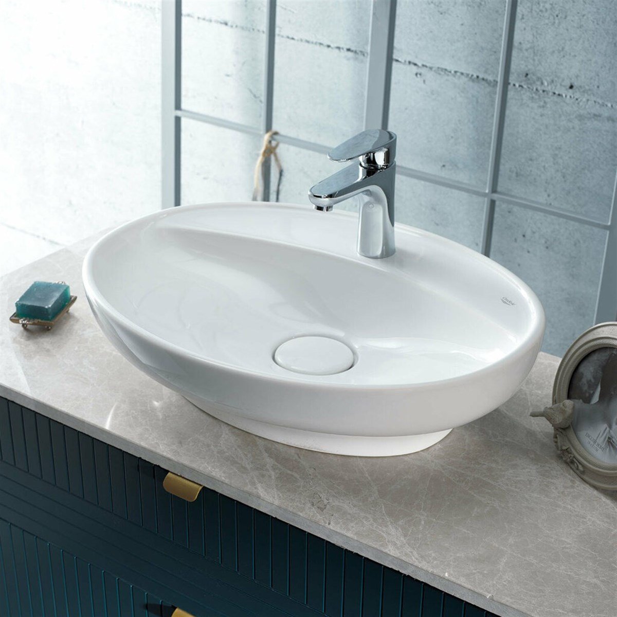 Turkuaz Cerastyle Lal C Tezgah Üstü Lavabo 60X46Cm 072200-U resmi