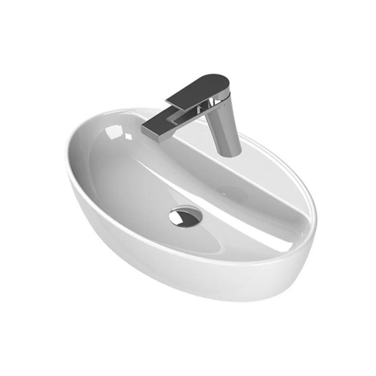 Turkuaz Cerastyle One Tezgah Üstü Batarya Delikli Lavabo 67X42Cm 076500-U resmi