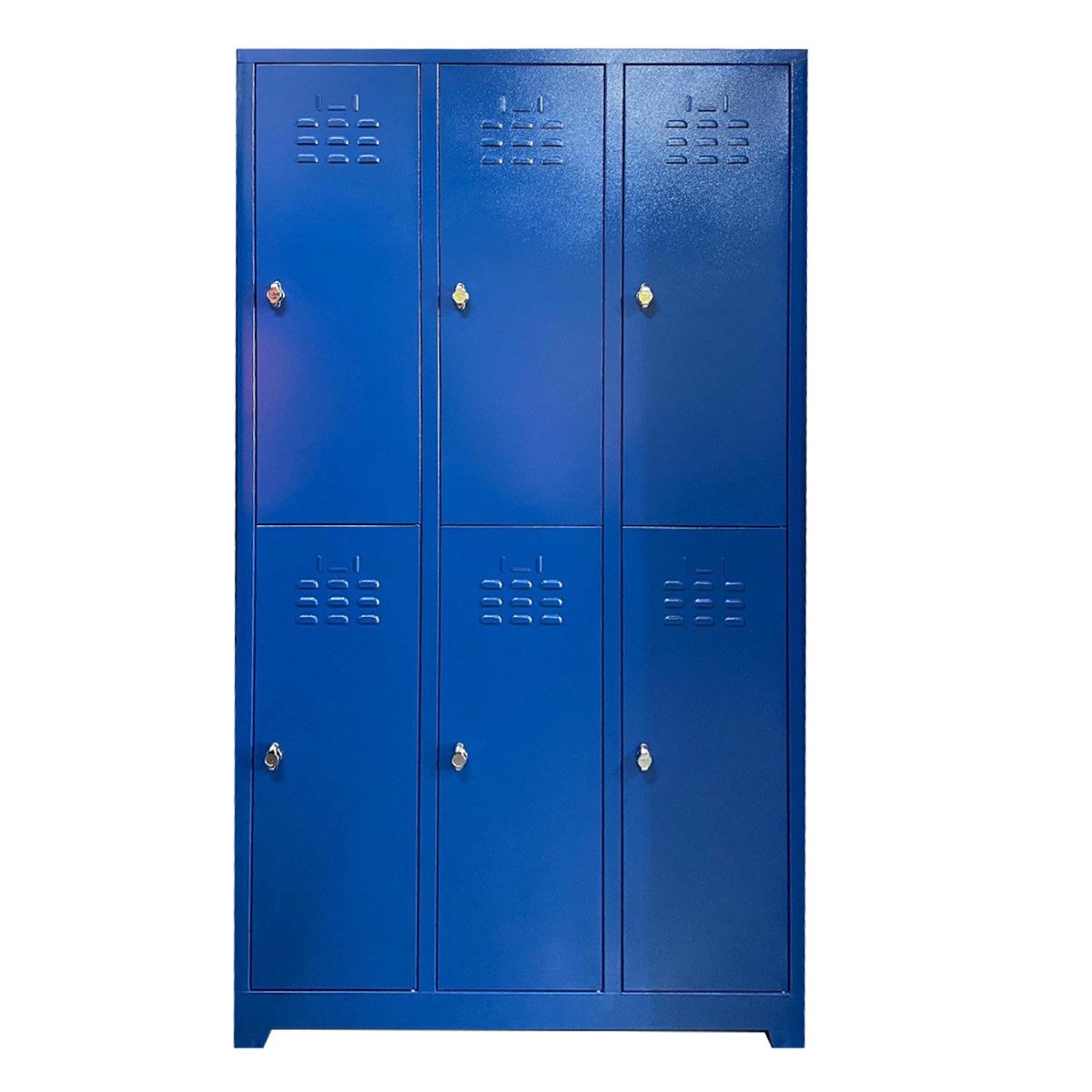 Usta Çelik Giyinme Dolabı Metal 6 Kapılı 98X37X198 U-E06 Mavi Gövde -Mavi Kapak resmi