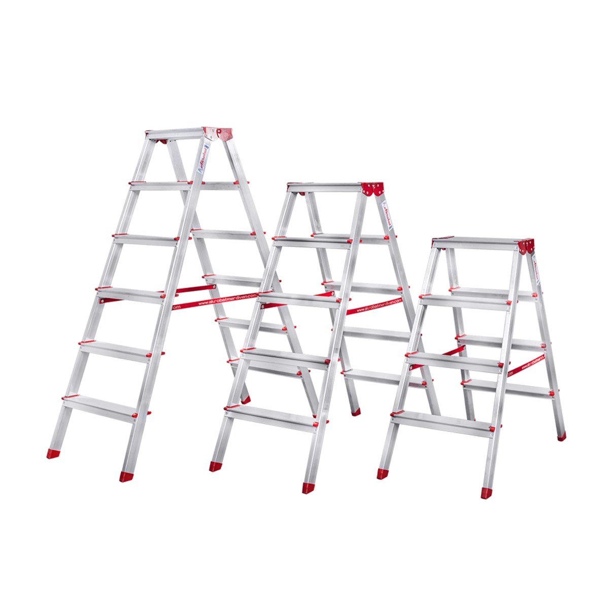Akrobat 6+6 Çift Çıkışlı Alüminyum Merdiven resmi