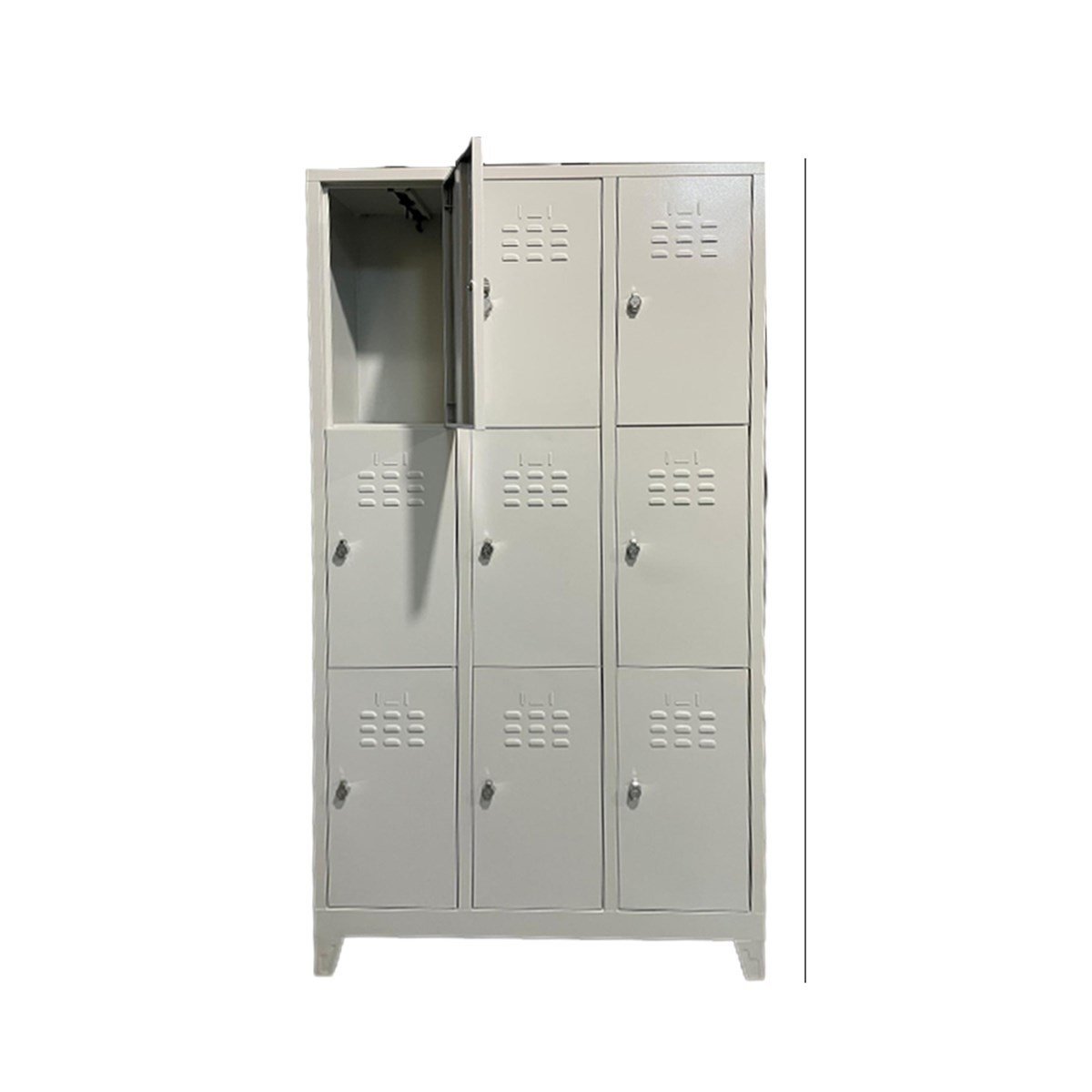 Usta Çelik Giyinme Dolabı Metal 9 Kapılı 97X37X200 U-S09 Gri Gövde-Gri Kapak resmi