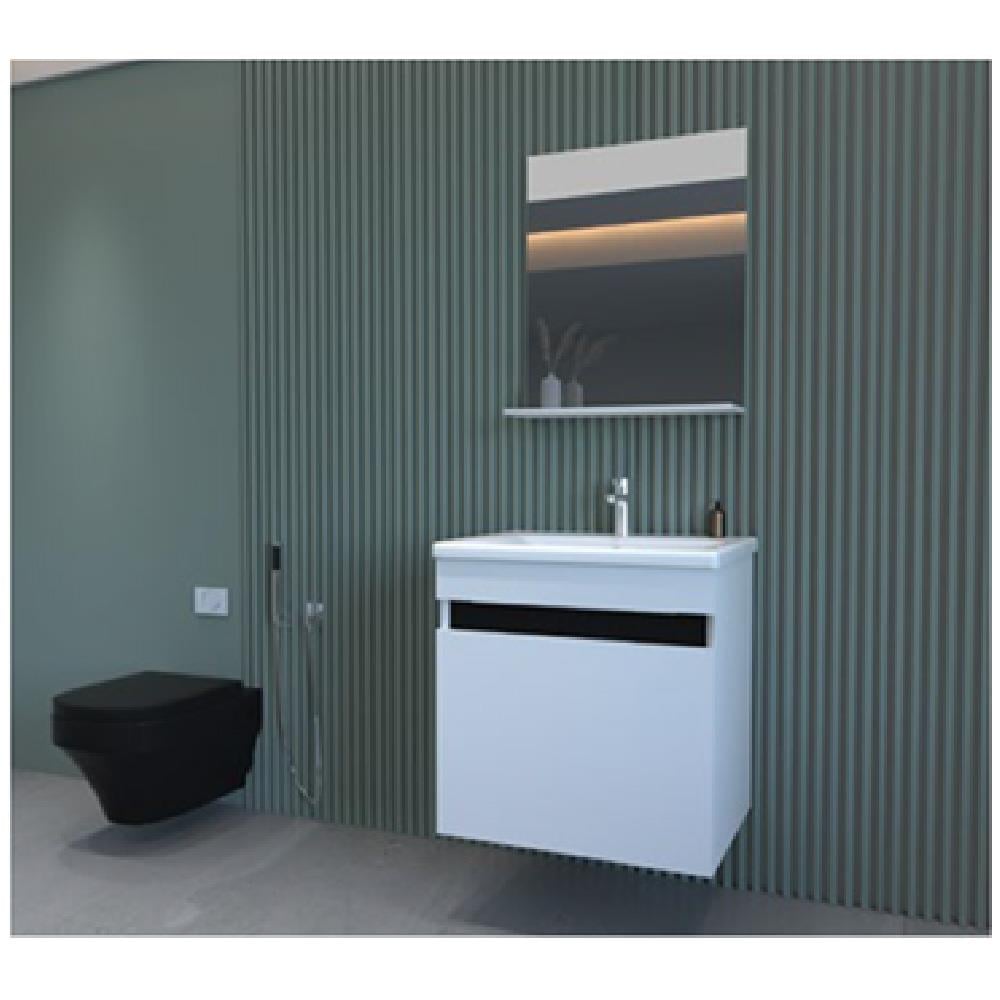 Zen Asma Banyo Dolabı Asi 50x38 Beyaz-Siyah resmi