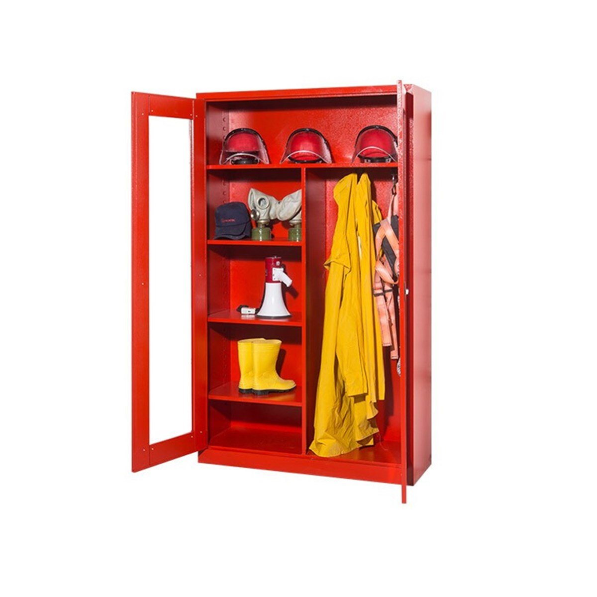 Usta Çelik Yangın Malzeme Dolabı Pleksi Kapaklı 120X40X195 Kırmızı U-Yngdlp resmi