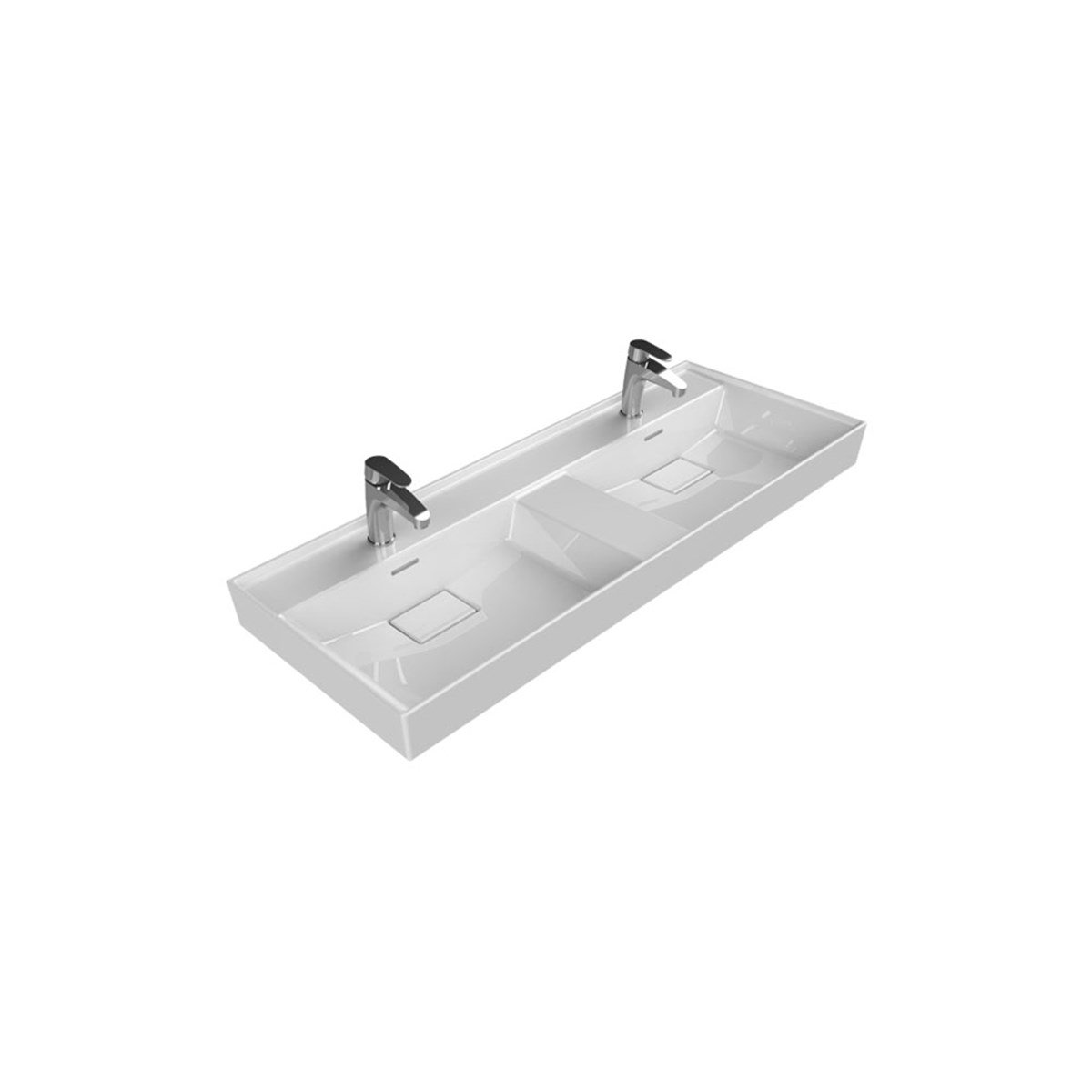 Turkuaz Cerastyle Sharp Etajerli Lavabo 120X48Cm 037700-U (Çift Hazneli,Çift Batarya Delikli) resmi