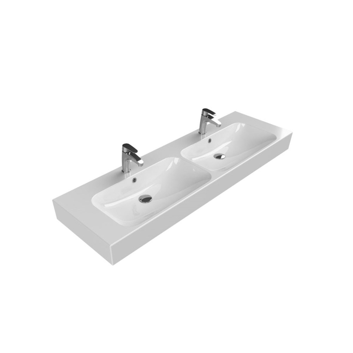 Turkuaz Cerastyle Pinto Etajerli Lavabo 120X47Cm 080700-U (Çift Hazneli,Çift Batarya Delikli) resmi
